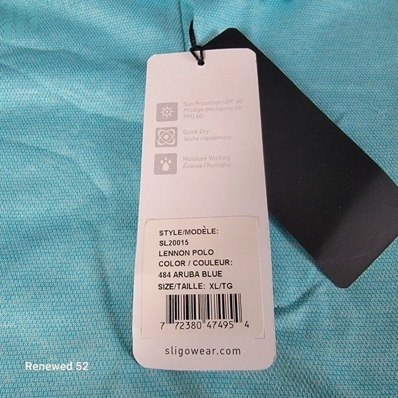 Slingo Wear Men's XL Blue Polo Shirt UPF 40 Moisture Wicking NEW - Picture 5 of 13